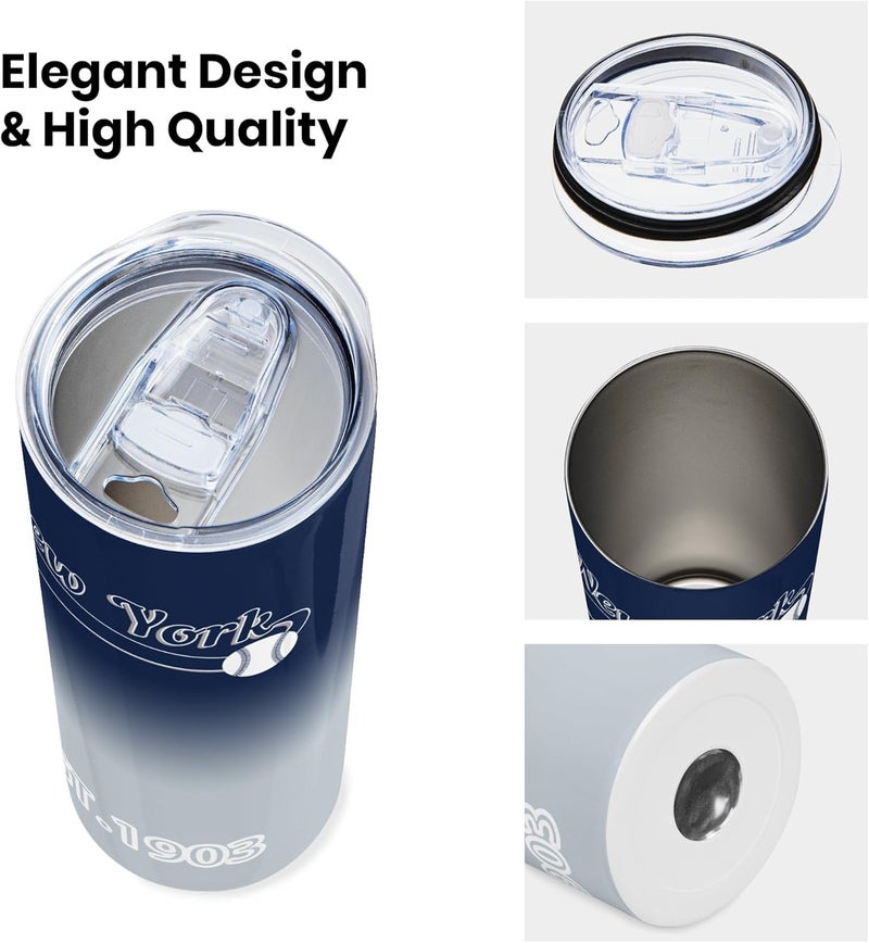 Suswoos New York EST 1903 Tumblers 20oz Insulated Stainless Steel | Straight Skinny Car Cups | Gifts for Men Women Fans | Sports Travel Coffee Mug | Classic Collection - Image 3